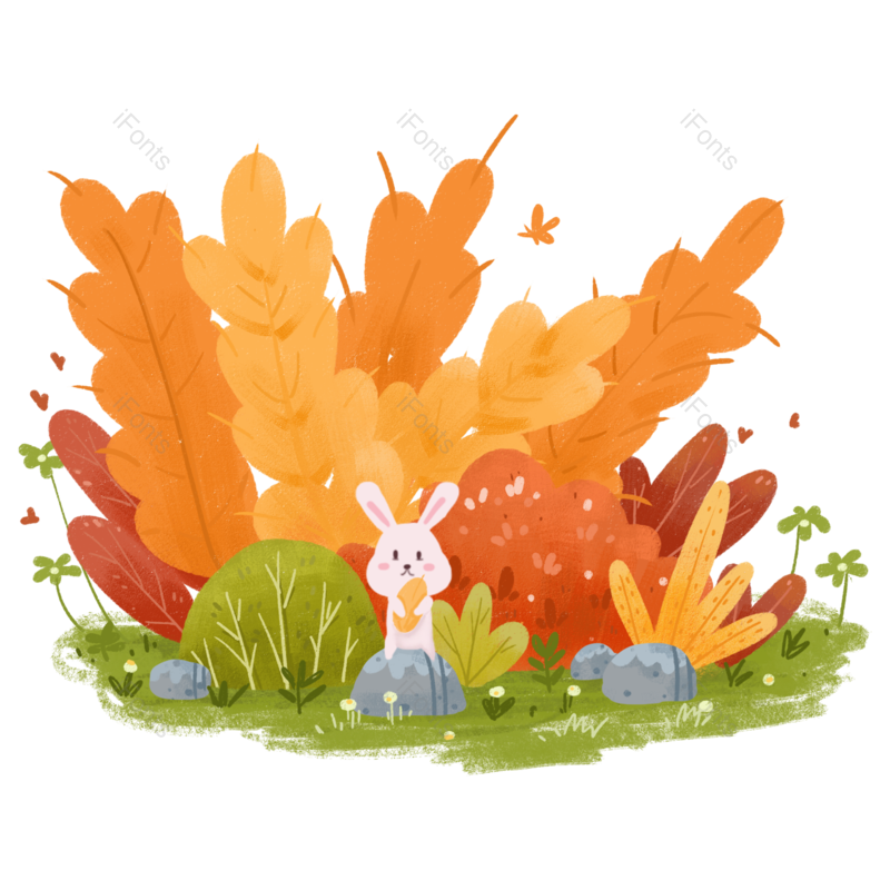芒种图片,卡通兔子元素,秋天PNG,小兔子免抠素材